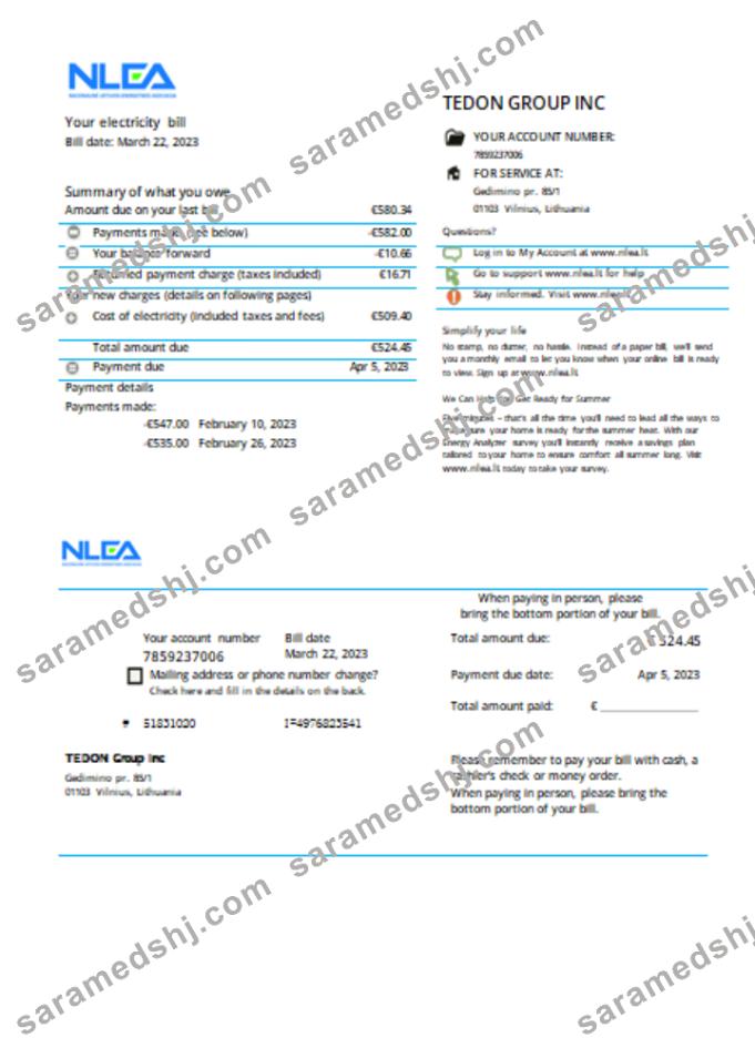 National Lithuanian Energy Association utility business bill,  SCR